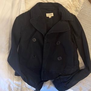Twill cropped peacoat jacket, Navy